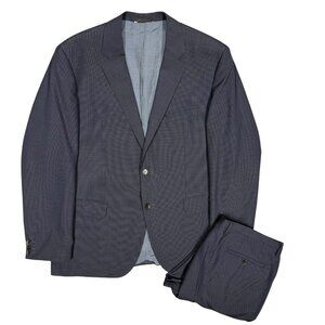 Hugo Boss Suit 2pc Micro-Check Textured Navy Blue Wool Keys/Shaft 46R 40x30